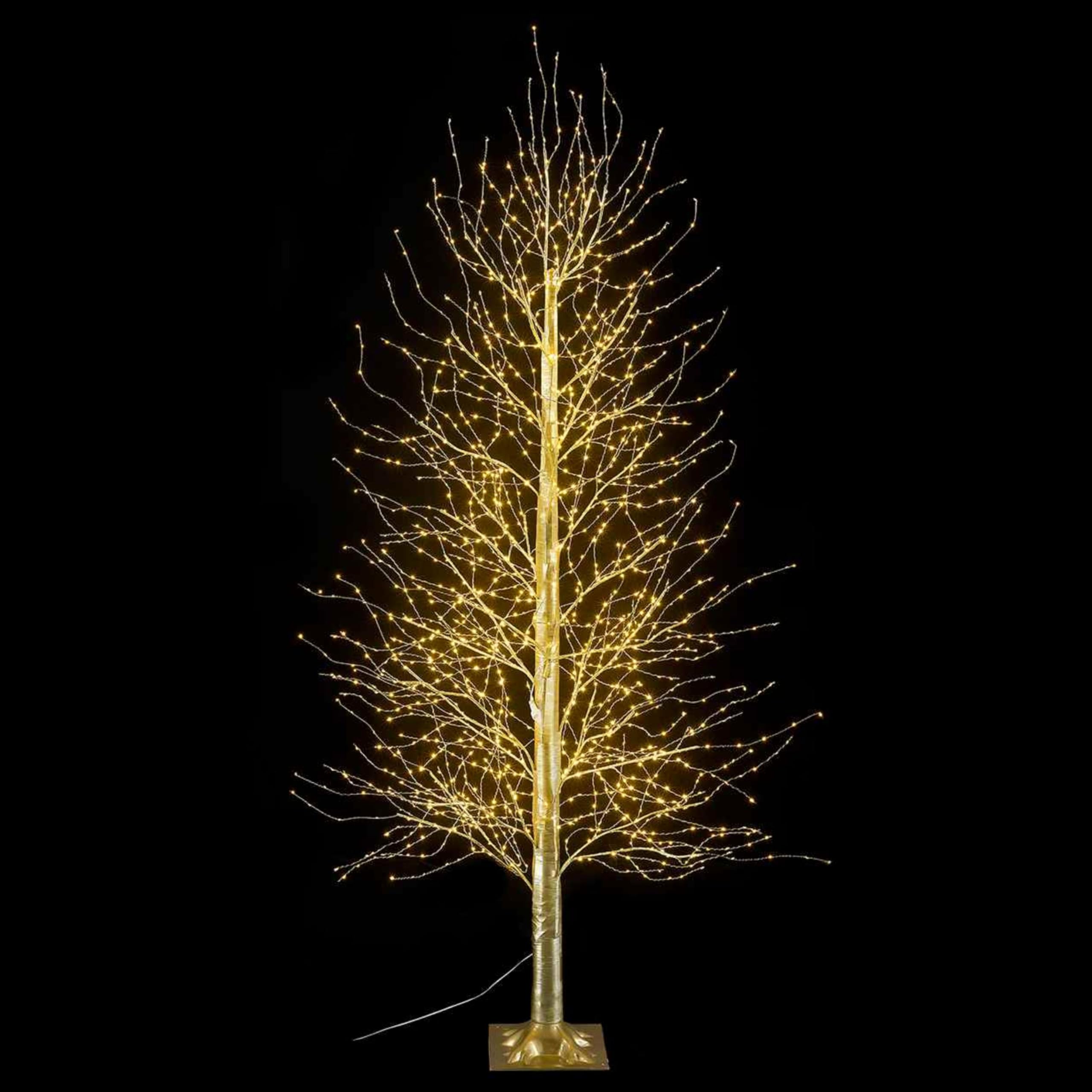 Gruppo Maruccia - Albero Natalizio Dorato con 1700 Luci Led Bianco Caldo - Albero di Natale Artificiale per Interni ed Esterni Altezza 2,1 Metri 297 Rami Luminosi