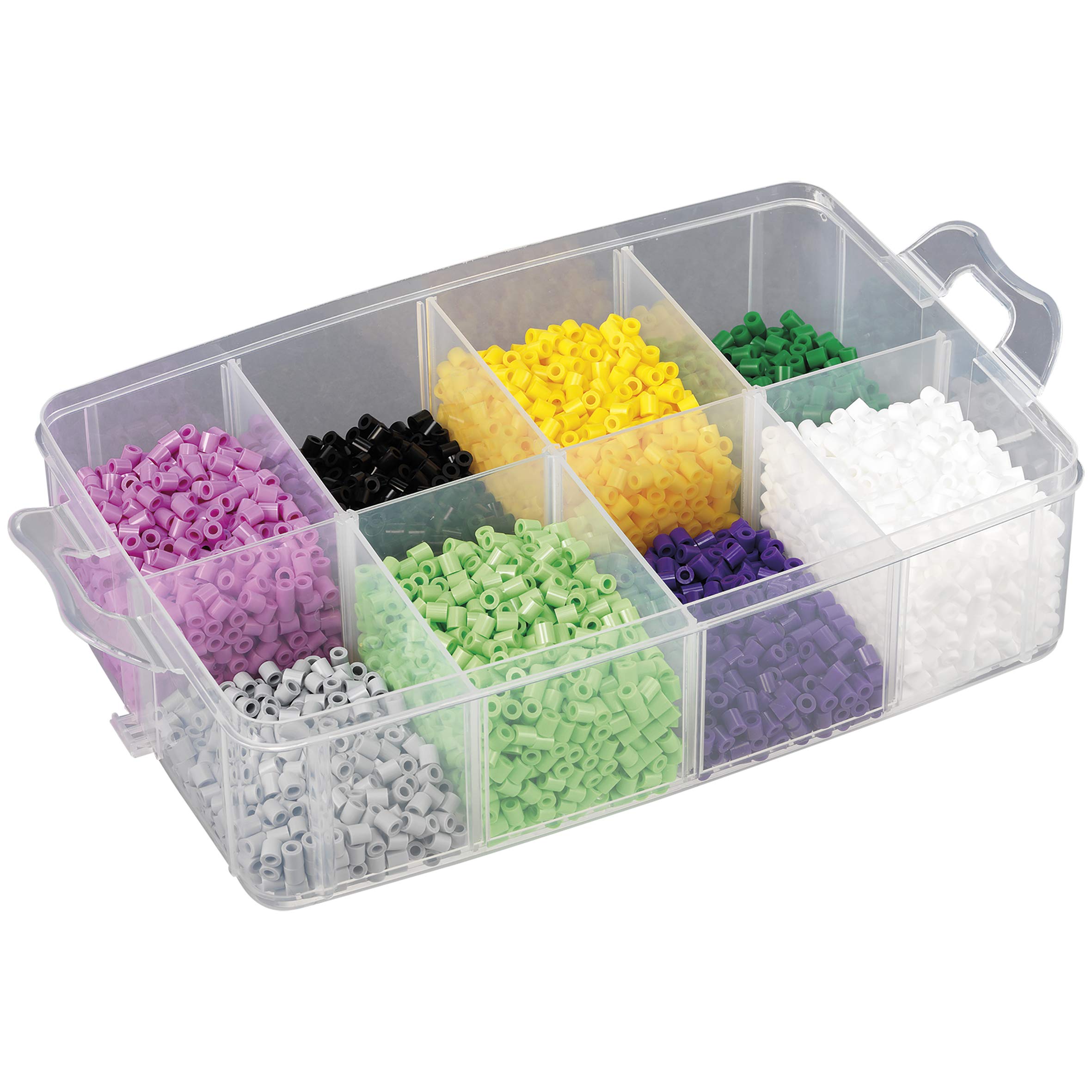 Hama Perlen 6751 Set große Box mit ca. 12.000 bunten Midi Bügelperlen mit Durchmesser 5 mm, ca. 24 x 18 x 15 cm, 3 Stiftplatten, inkl. Bügelpapier, kreativer Bastelspaß für Groß und Klein