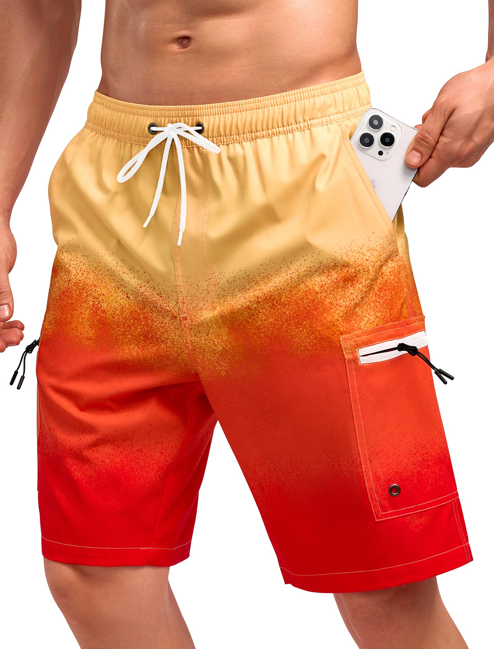 Vogyal Mens Swim Trunks with Compression Liner Zipper Cargo Pockets Bathing Suit 9 Inch Quick-Dry Swimming Shorts