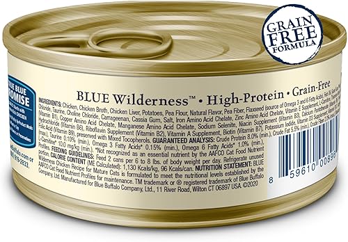 Miniatura 2 de Blue Buffalo Wilderness - Paté húmedo para gatos con alto contenido de proteínas y sin granos para gatos adultos mayores de 7 años, hecho con