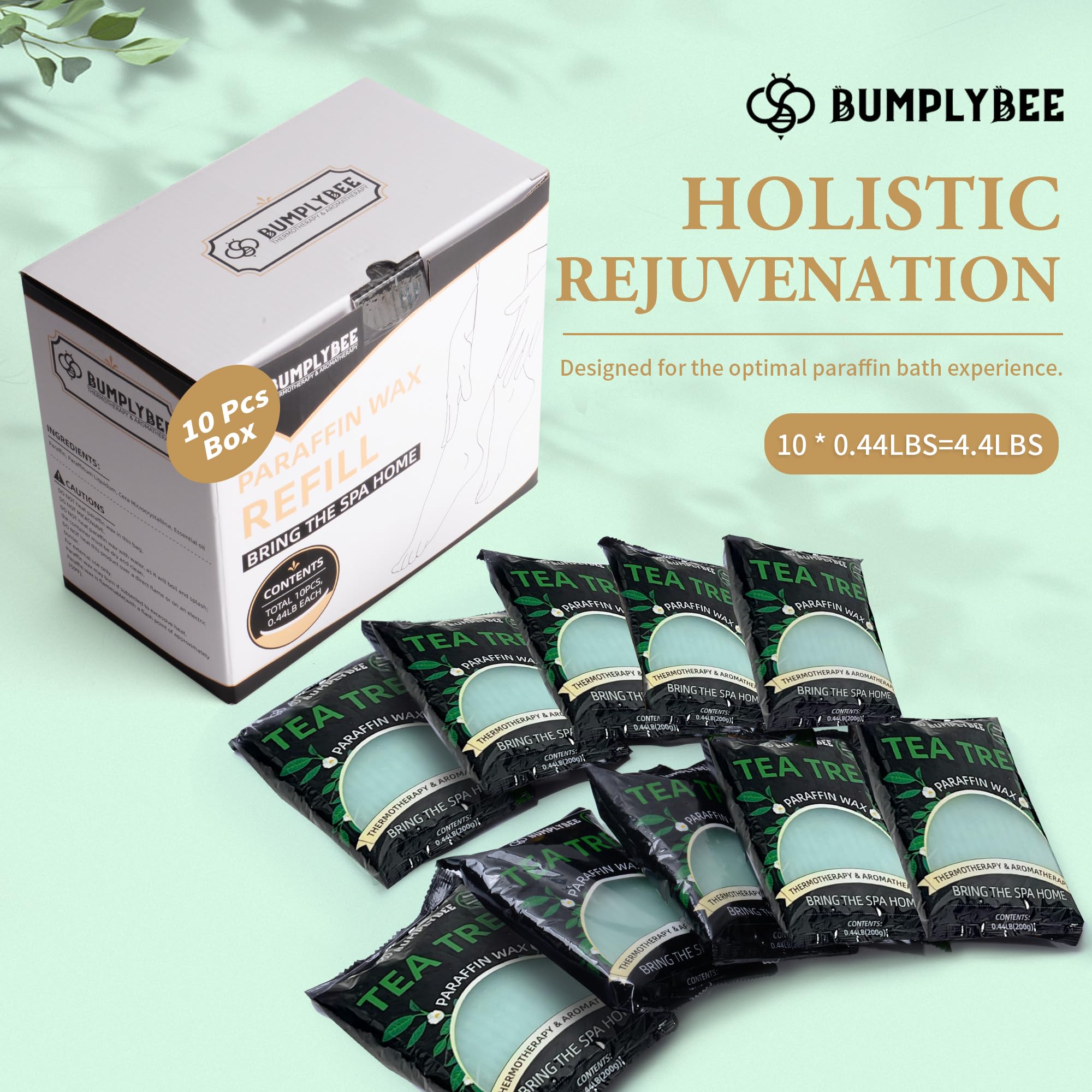 BUMPLYBEE Cera de parafina para manos y pies, 10 piezas de cera de parafina de árbol de té natural para máquina de cera de parafina, baño de cera de parafina de cera de mano, baño de parafina de cera