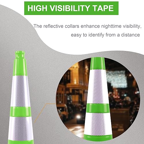 Miniatura 3 de OrangeStar Paquete de 6 conos de seguridad de tráfico de 36 pulgadas, conos de estacionamiento verdes de construcción con collar reflectante, base