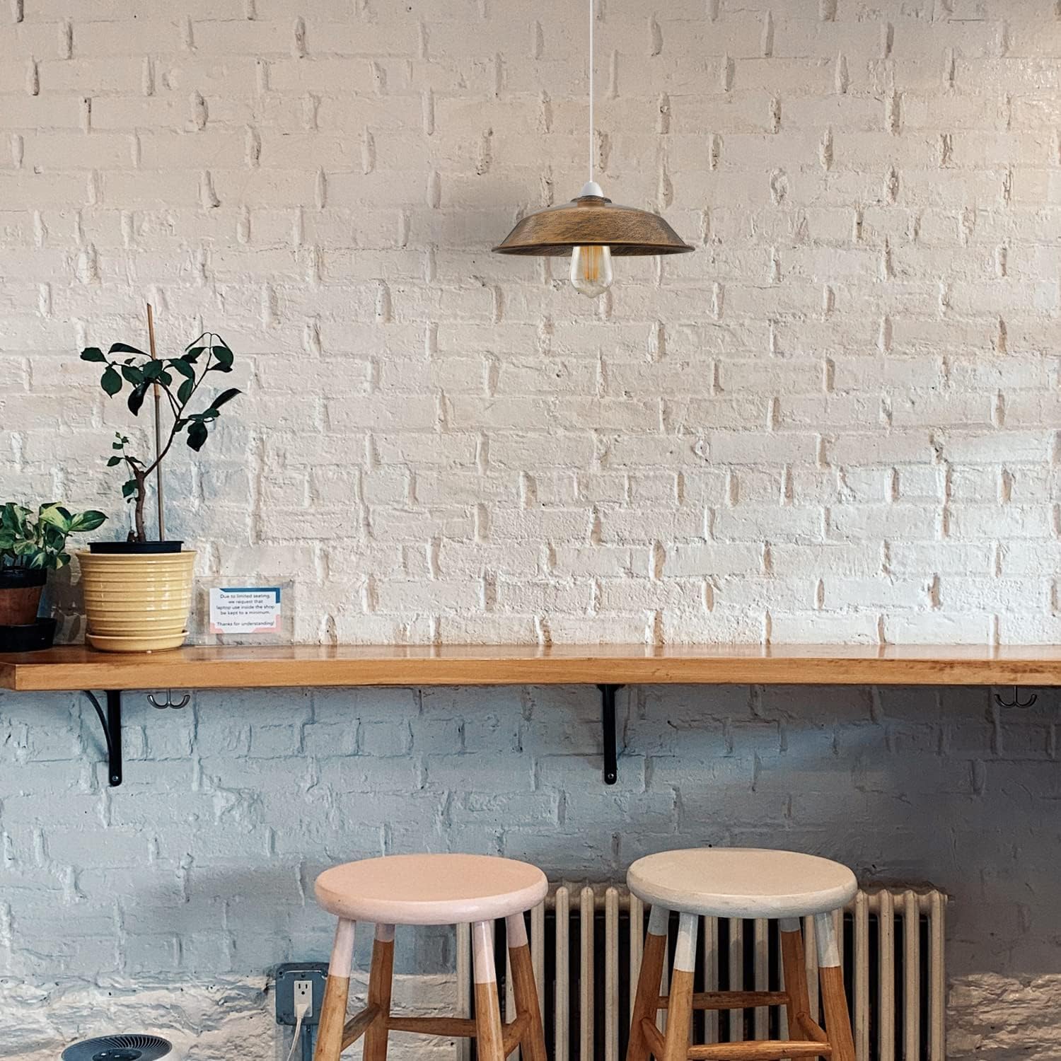 LEDSone 5 paralumi per lampada a sospensione a soffitto in metallo ramato spazzolato stile retrò, paralume per lampada dall'aspetto vintage industriale da 26 cm