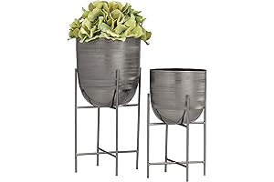 Deco 79 Metal Small Indoor Outdoor Planter with Removable Stand Set of 2