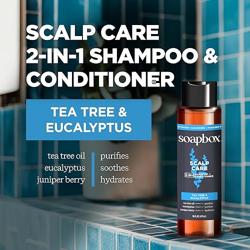 Miniatura 5 de Soapbox Champú y acondicionador para hombre, variedad dúo, uno grueso y completo y uno cuidado del cuero cabelludo, 2 en 1 para hombres, champú y