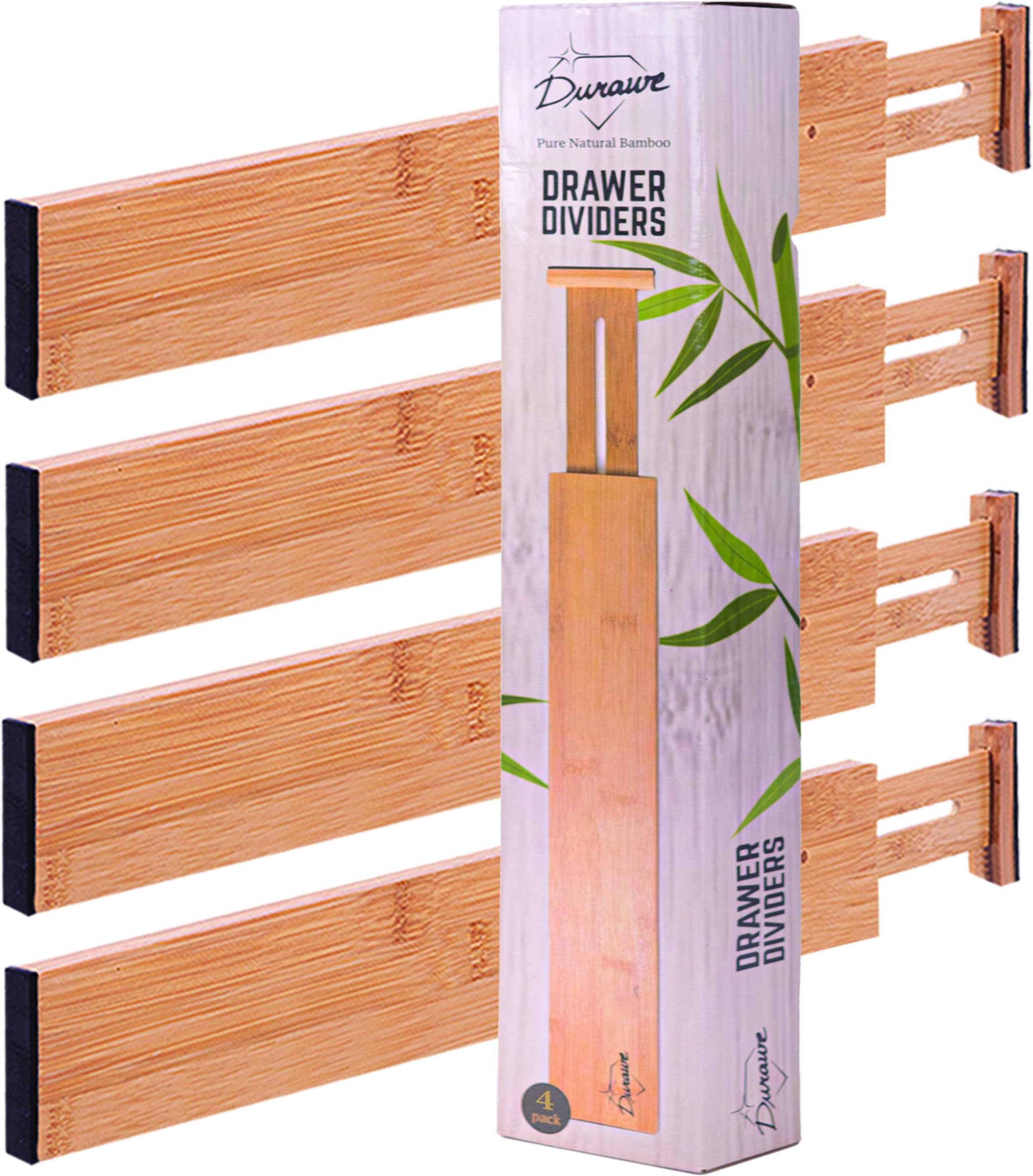 Drawer Dividers Bamboo Kitchen Organizers Set of 6 - Spring Loaded ...