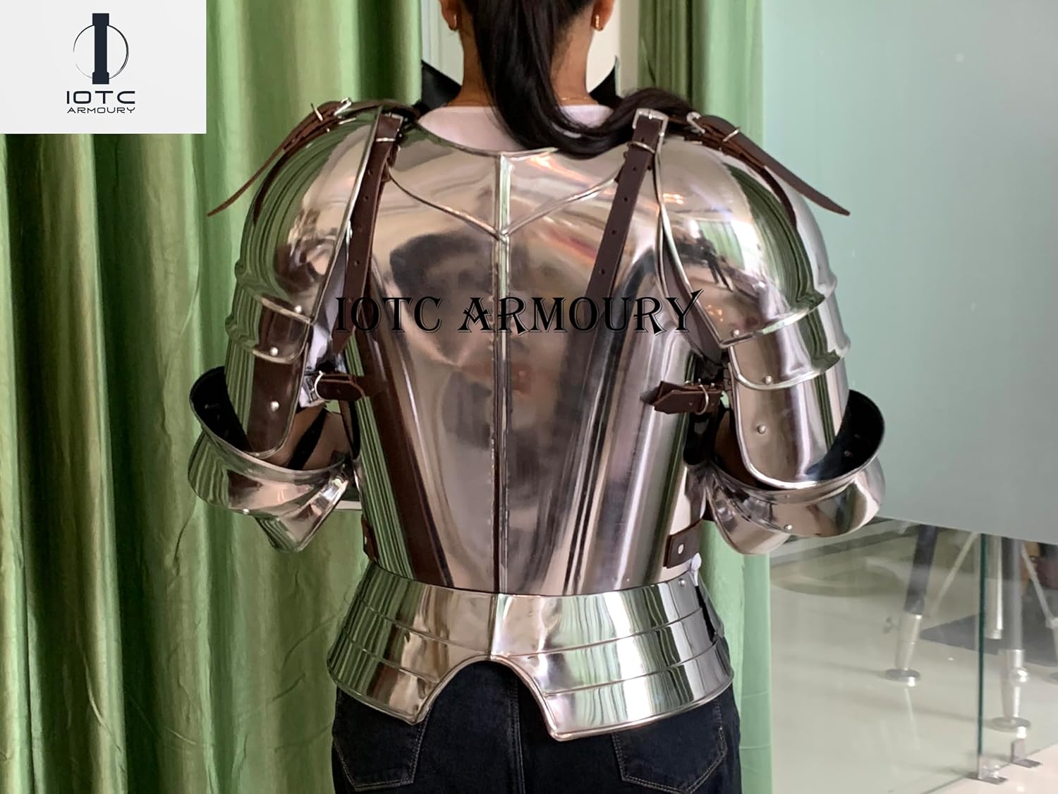 Medieval Knight Italian Lady Armor Breastplate With Arm set - LARP Female Cosplay Cuirass Armor Costume - Roleplay SCA Body Armor Costume, Ren-fair Armor For Halloween