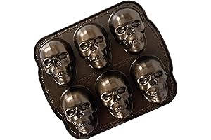 Nordic Ware Halloween Bakeware, Haunted Skull Cakelet Pan, Bronze - Trick or Treat
