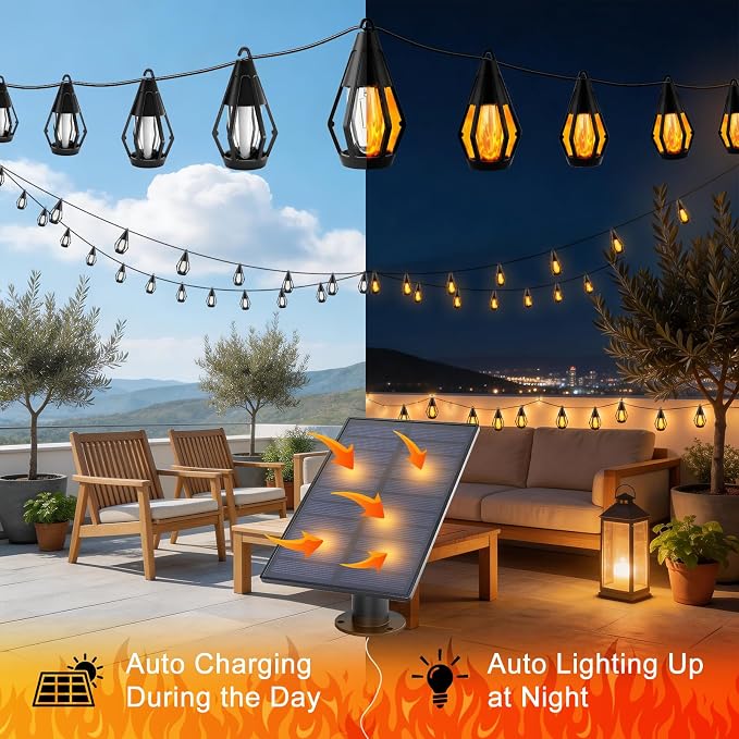 Luces solares en cadena para exterior 31 pies con 10 LED parpadeantes miniatura 3
