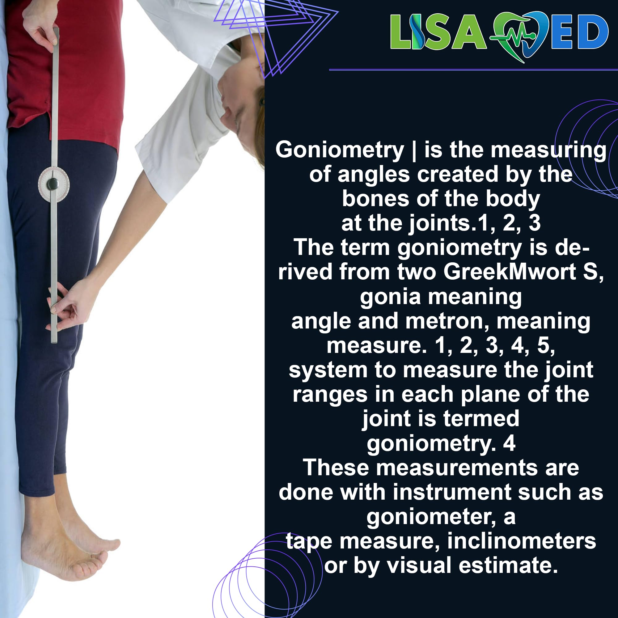 LISAMED Goniometer Degree Protector Angle Finder Arm Rule professional Measurement Scale | Stainless Steel Metal Set of 3 (Small, Medium, Large) - Image 5 thumbnail