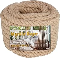 Vista 21 de Muelles de cuerda de manila tratada de 1.25 pulgadas x 50 pies para embarcaciones de árboles y granja