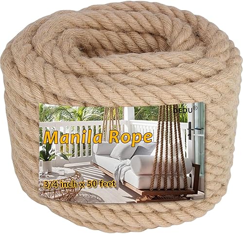 Miniatura 21 de Muelles de cuerda de manila tratada de 1.25 pulgadas x 50 pies para embarcaciones de árboles y granja