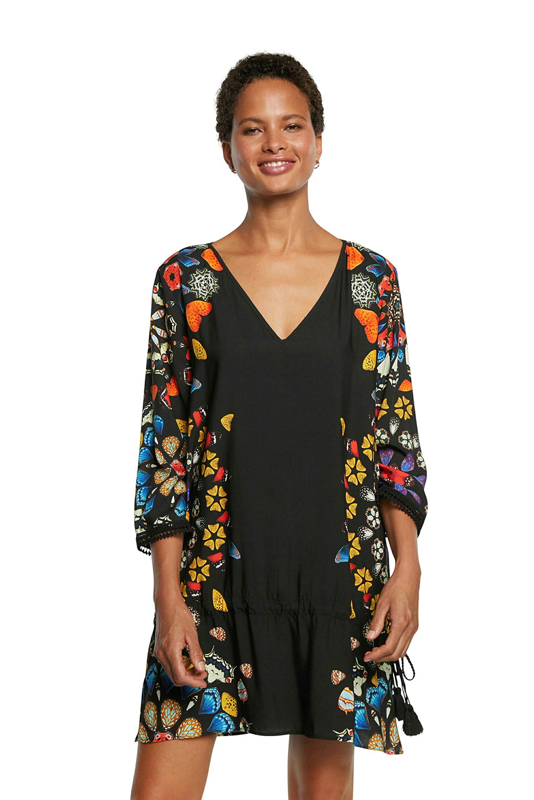 Desigual Women's Black Top_creta Swimwear Cover Up, U