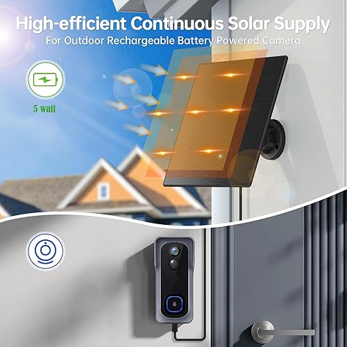 Miniatura 4 de Panel solar para cámara de seguridad, cable de carga extralargo de 13.1 pies, cargador de panel solar, con puerto micro USB y USB-C, energía solar