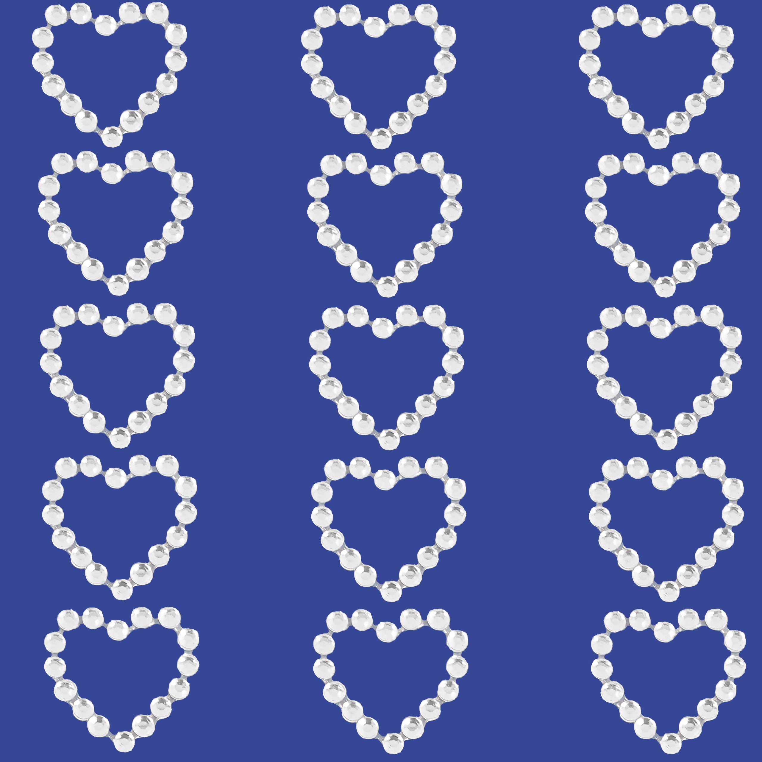 Pebble Eleven Silver Heart Stickers – Self Adhesive Craft Sticker Hearts (15, 18Mm Diamante)