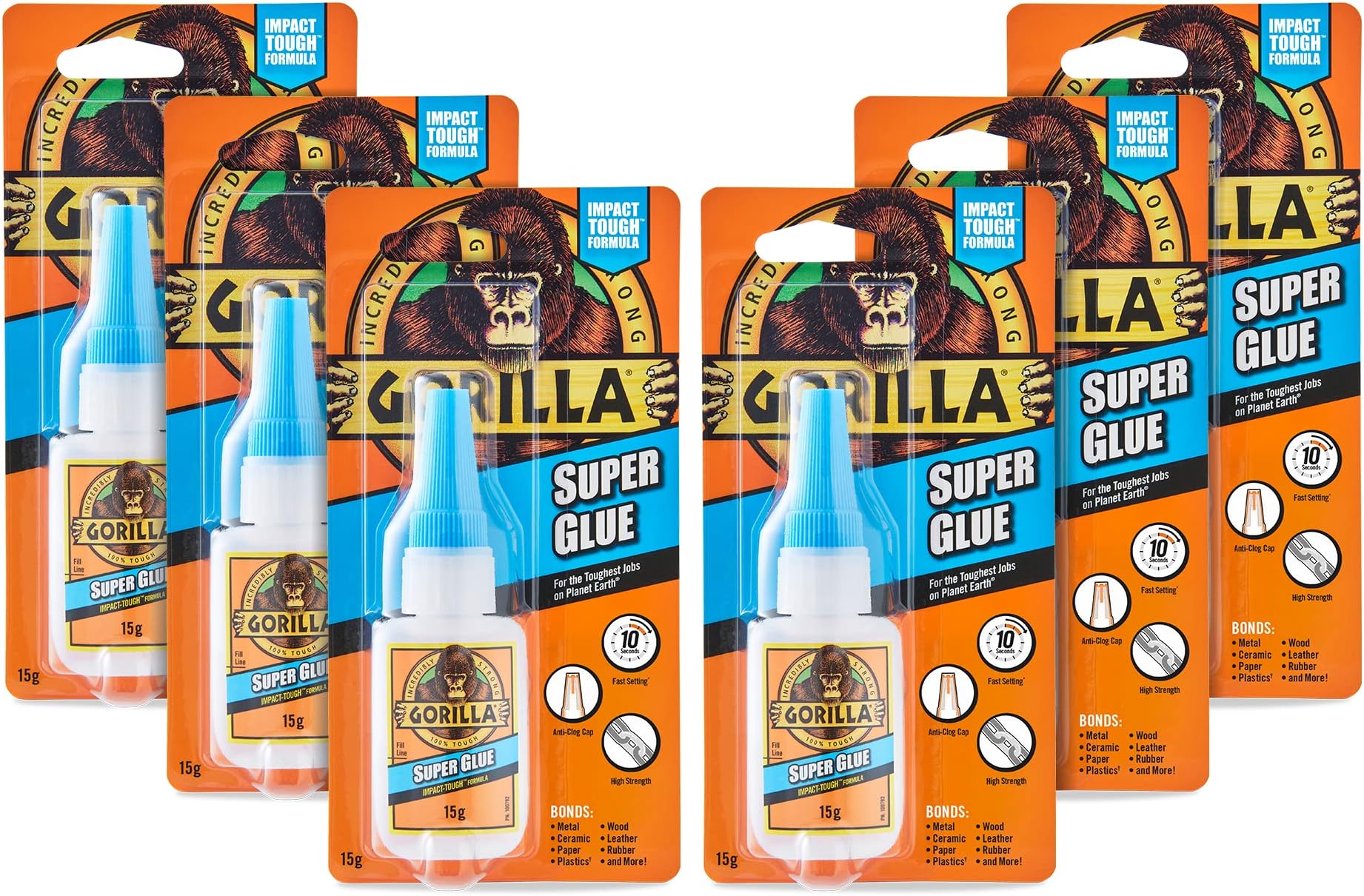 Gorilla Super Glue 15g (6 Pack)