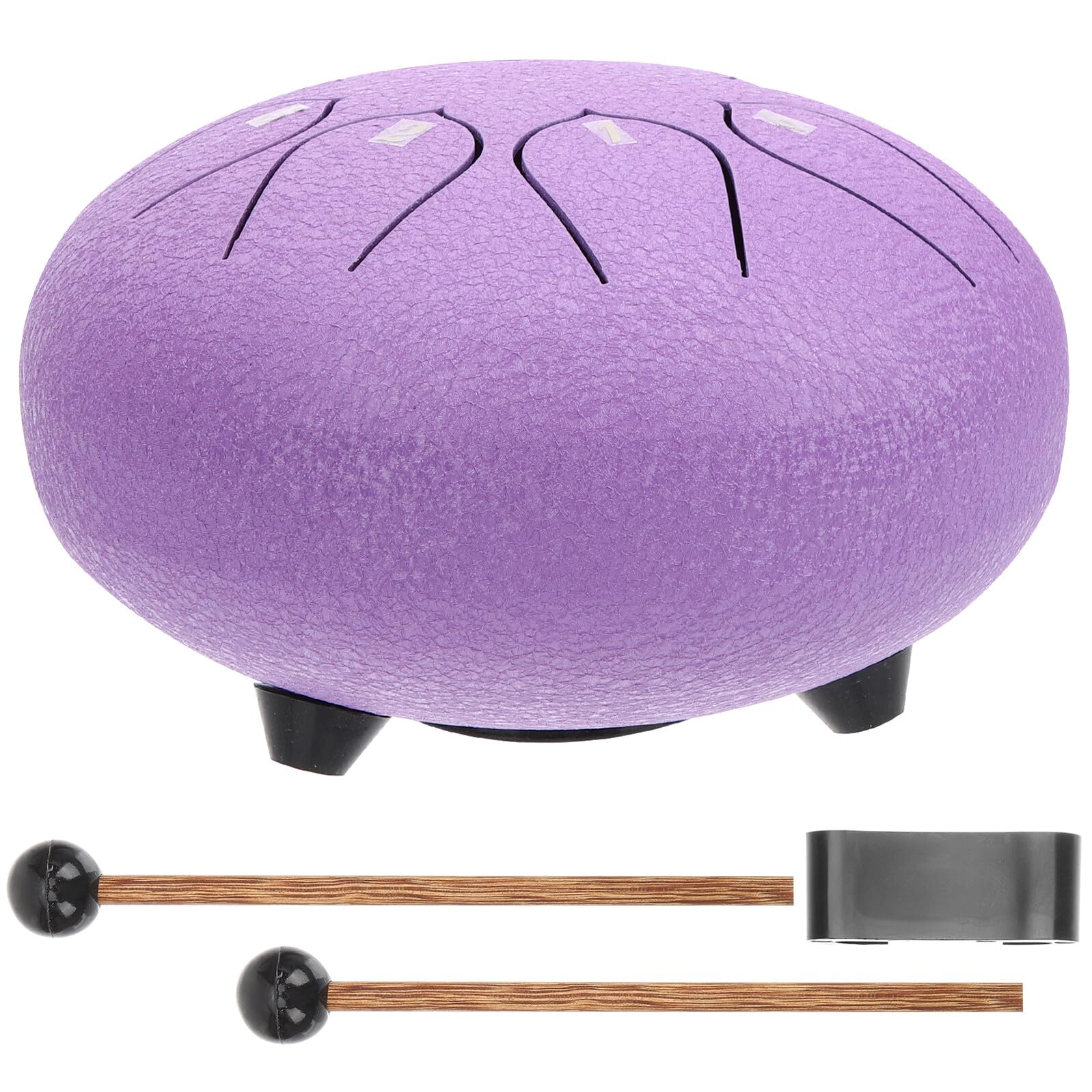 Healifty Instrumento Musical de Percusión Tambor de Lengüeta de Acero al Carbono y Madera, Portátil de Mano Púrpura para Niños y Adultos, Relajación y Reducción de Estrés