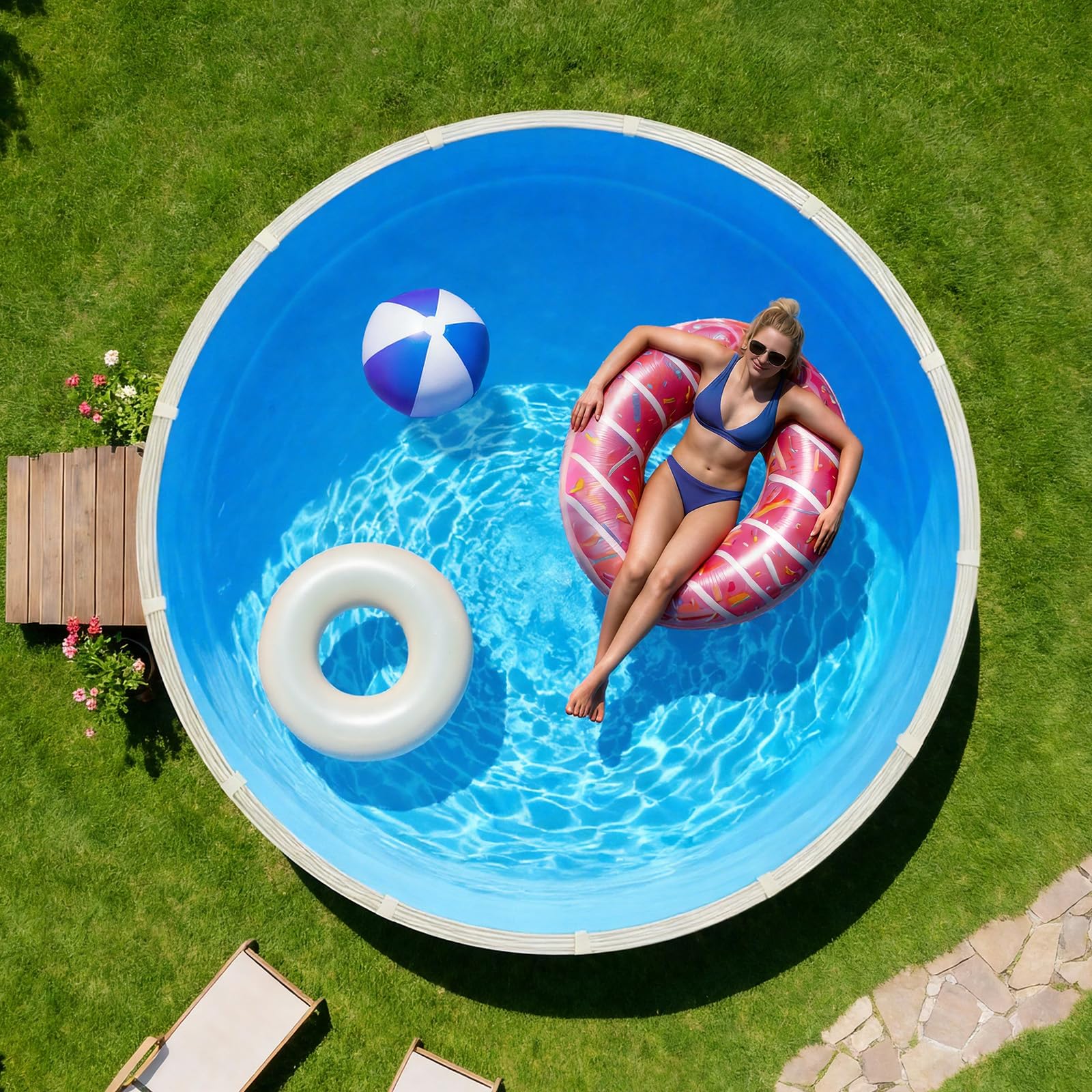 VEVOR Poolinnenfolie 3,5 m, Poolfolie für 90 cm Wandhöhe, Ersatzfolie aus PVC, Innenhülle 0,6 mm Stärke, Schwimmbadfolie Überlappend, Austauschfolie, Geeignet für Oberirdische Pools, Blau