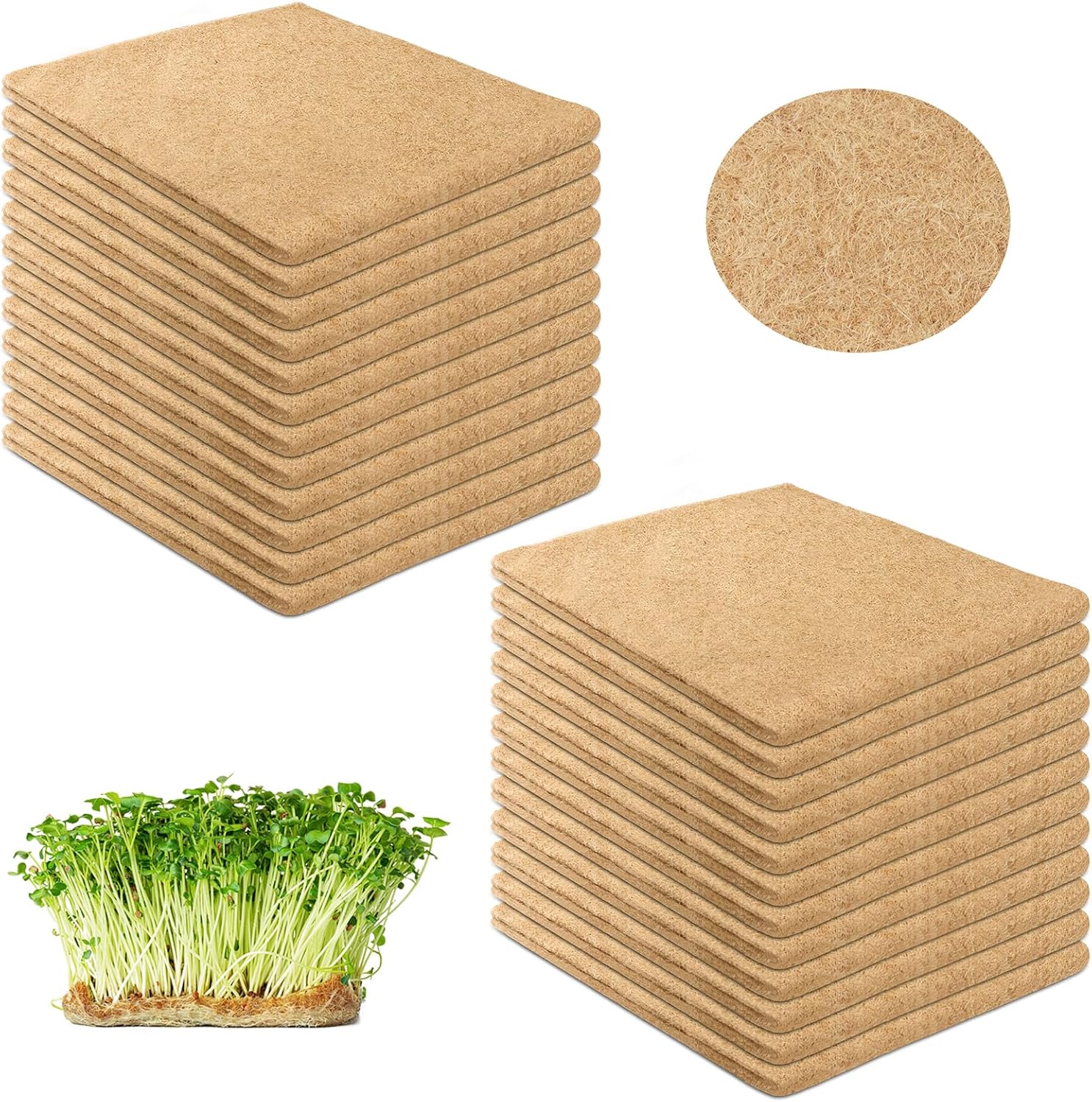 Legigo 24 Pack Jute Plant Grow Mat for Microgreens 10" X