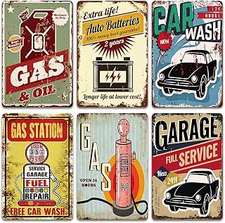 Six-piece vintage gas station and garage wall sign set