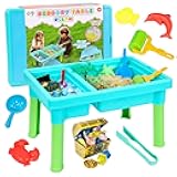 Ocean Sensory Table with Sands, Bin with Lid, Indoor Outdoor Use, Sand Art Kit for Boys and Girls, Toys for Toddlers Age 3-5, 17x11.5x10.2 Inches