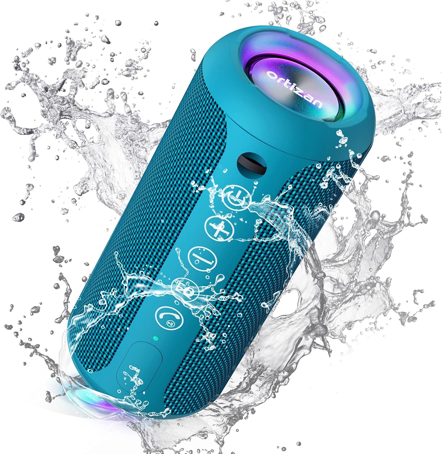 Ortizan Bluetooth Speaker, Portable Speaker with IPX7 Waterproof, Bluetooth 5.3, 30H Playtime, RGB Light, Micro SD card & AUX, Wireless Speaker for Home, Travel, Outdoors