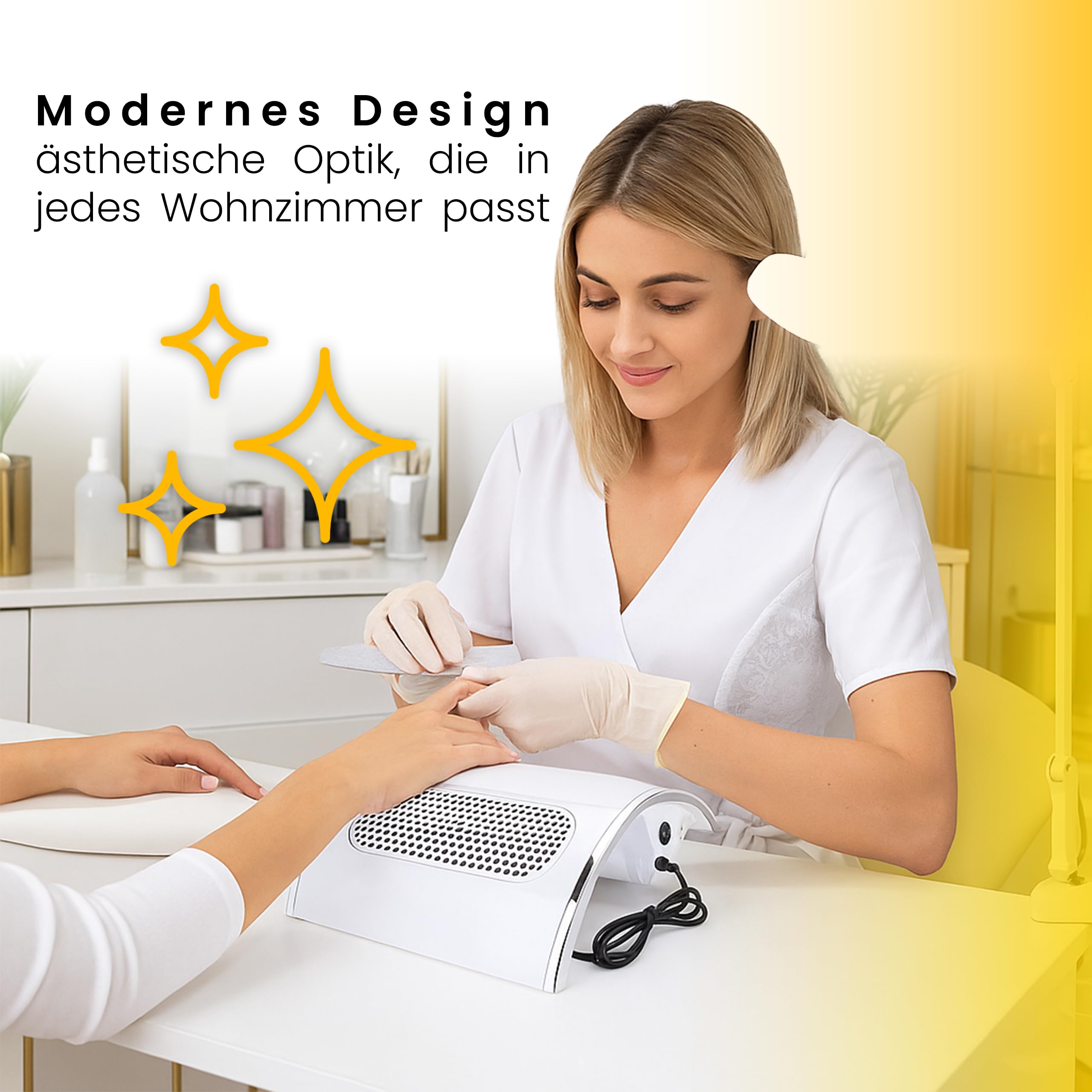 Retoo Aspirateur à Ongles 60W Professionnel – Collecteur de Poussière avec 3 Ventilateurs Silencieux, Filtre Réutilisable, Design Ergonomique pour Manucure et Pédicure, Blanc