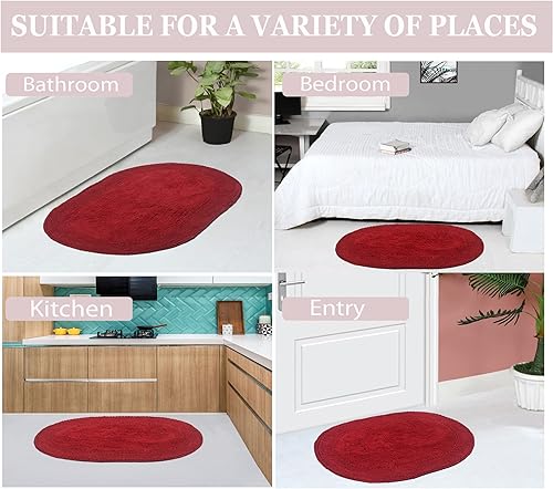 Miniatura 6 de Home Weavers - Colección Double Ruffle - Juego de alfombras de baño 100% algodón, alfombra lavable, extrasuave y absorbente, tapete de cocina, juego