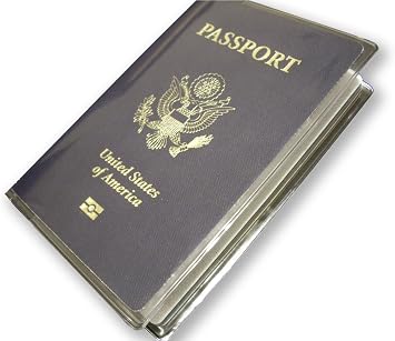 Unisex Adults Blue Vinyl Passport Protector, Water Resistant, 1 Compartment, 2 Pockets, 1 Section, 4.125 Inches Width