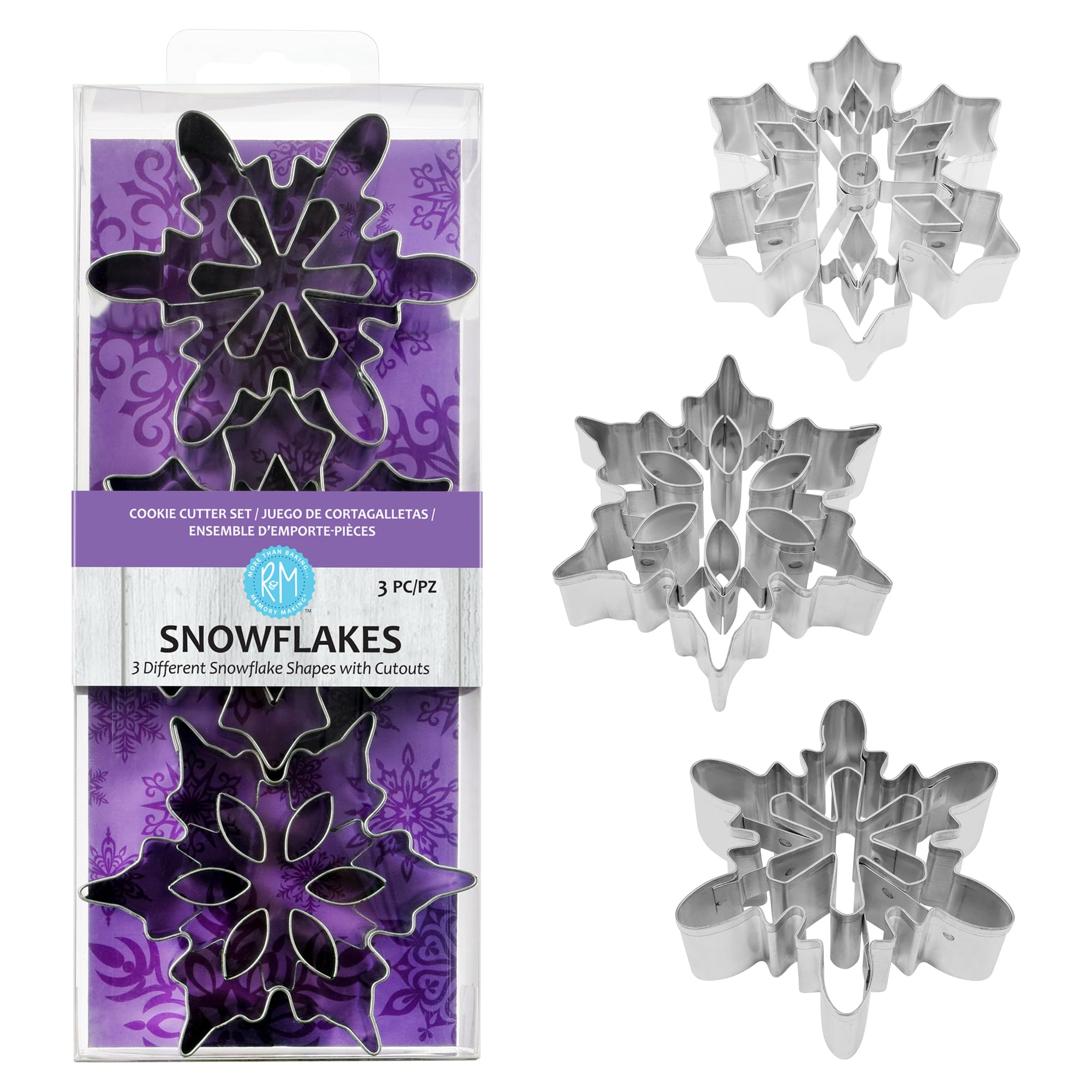 International 1920 Snowflake Cookie Cutters with Interior Cut-Outs, 3" Assorted, 3-Piece Set