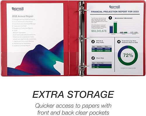 Vista 362 de Samsill Carpeta duradera de 1.5 pulgadas, fabricada en los Estados Unidos, carpeta de anillos en D, carpeta transparente personalizable, surtido