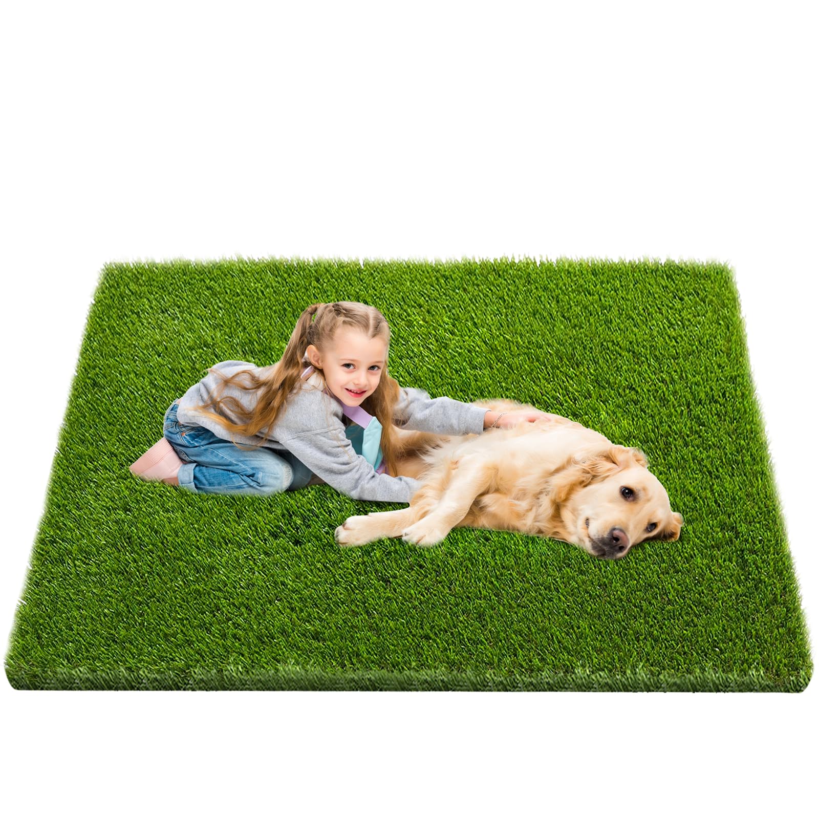 Artificial Grass, Dog Pee Pads Extra Large, Reusable Fake Grass Pee Pads for Dogs, Turf Grass Rug for Dogs Potty Training with Drainage Holes Indoor Outdoor Patio Faux Grass Decor(39.3x59.1)