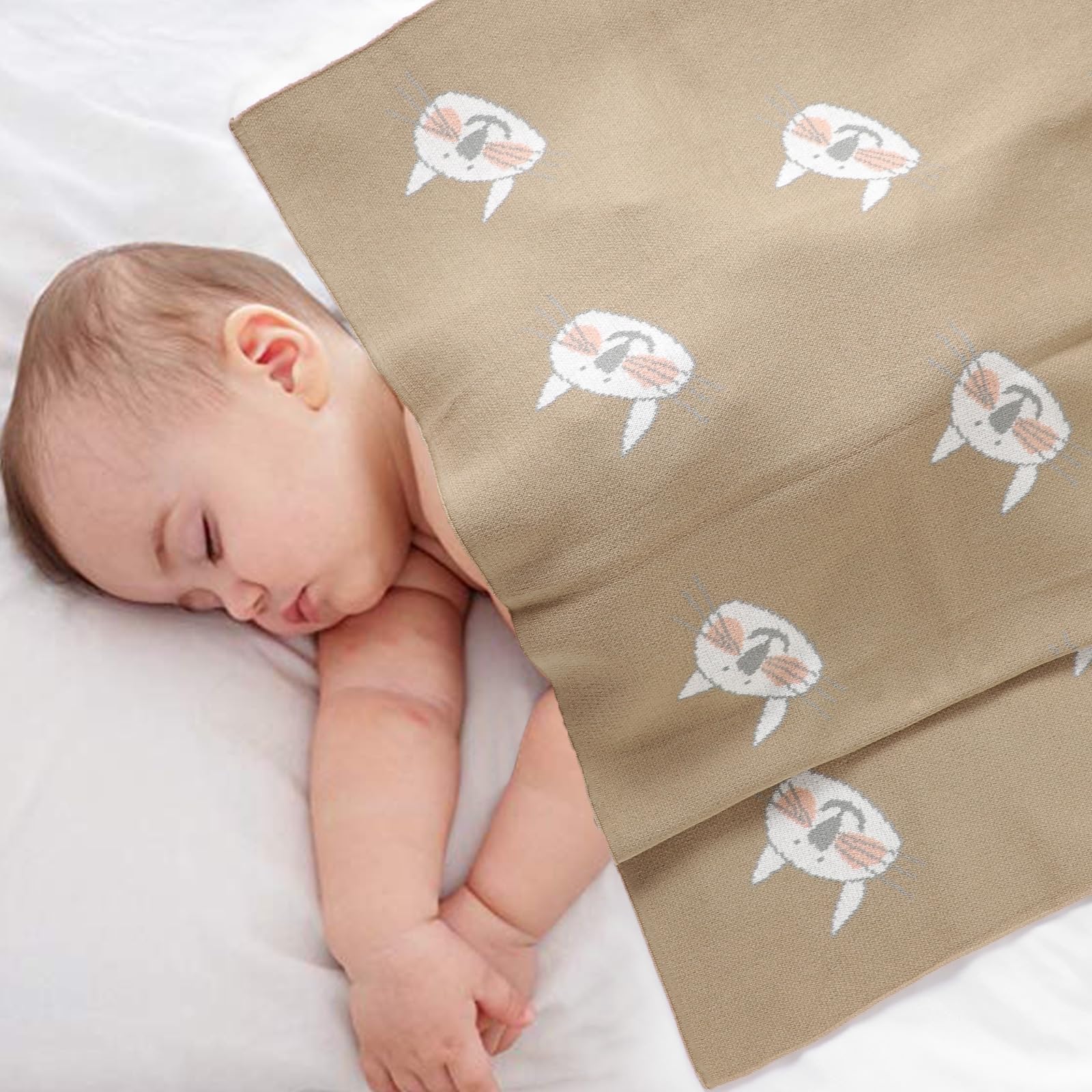 Hadetoto Baby Blanket for Newborn Soft Cozy Knitted Cotton Blankets Baby Essentials Gifts for Newborn Girl Boy 100 x 80cm - Image 2