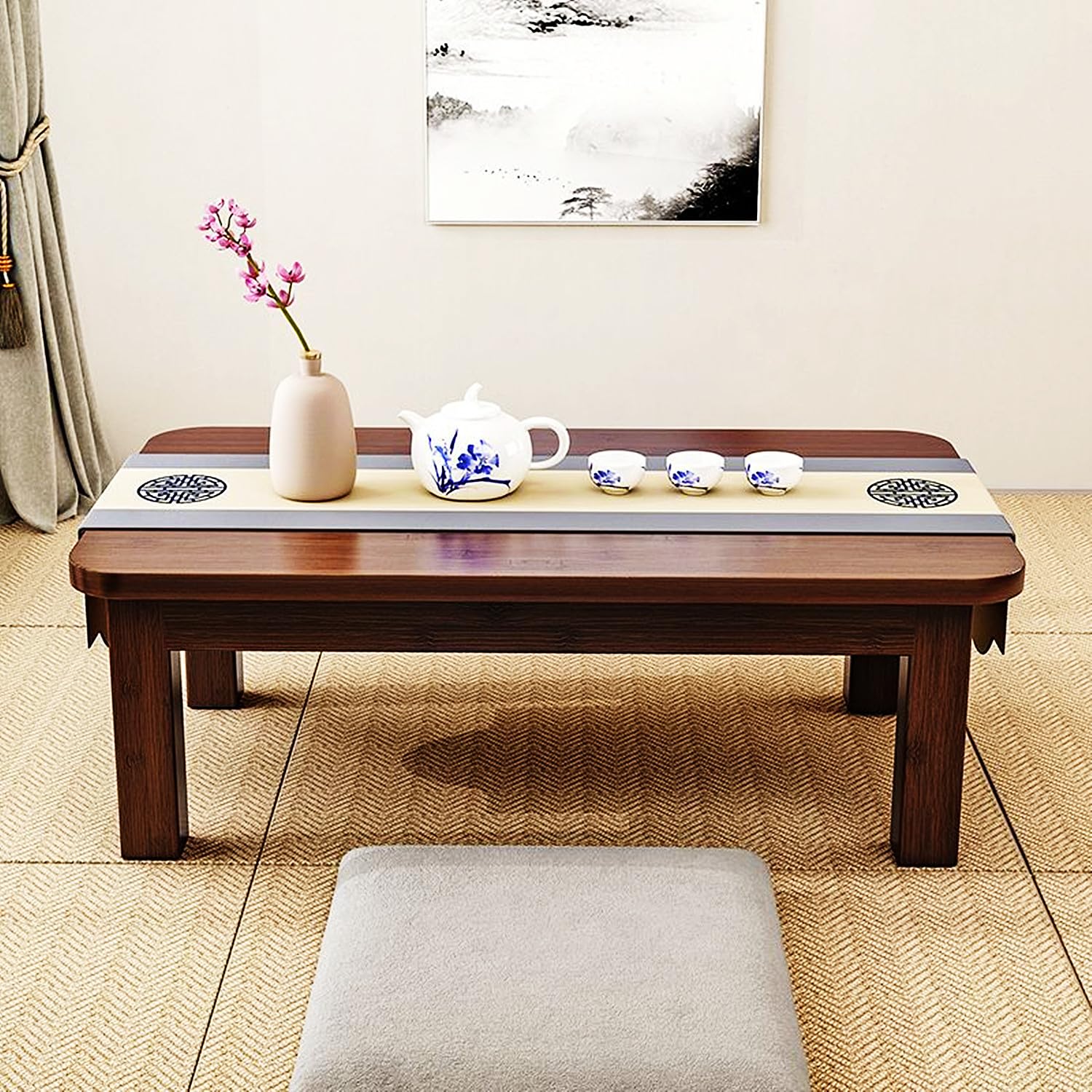 Tavolino da caffè Portatile Tatami， Tavolo da Pavimento， Piccolo Tavolo da tè per sedersi sul Pavimento， Tavolo da Disegno， Lettura e Studio，