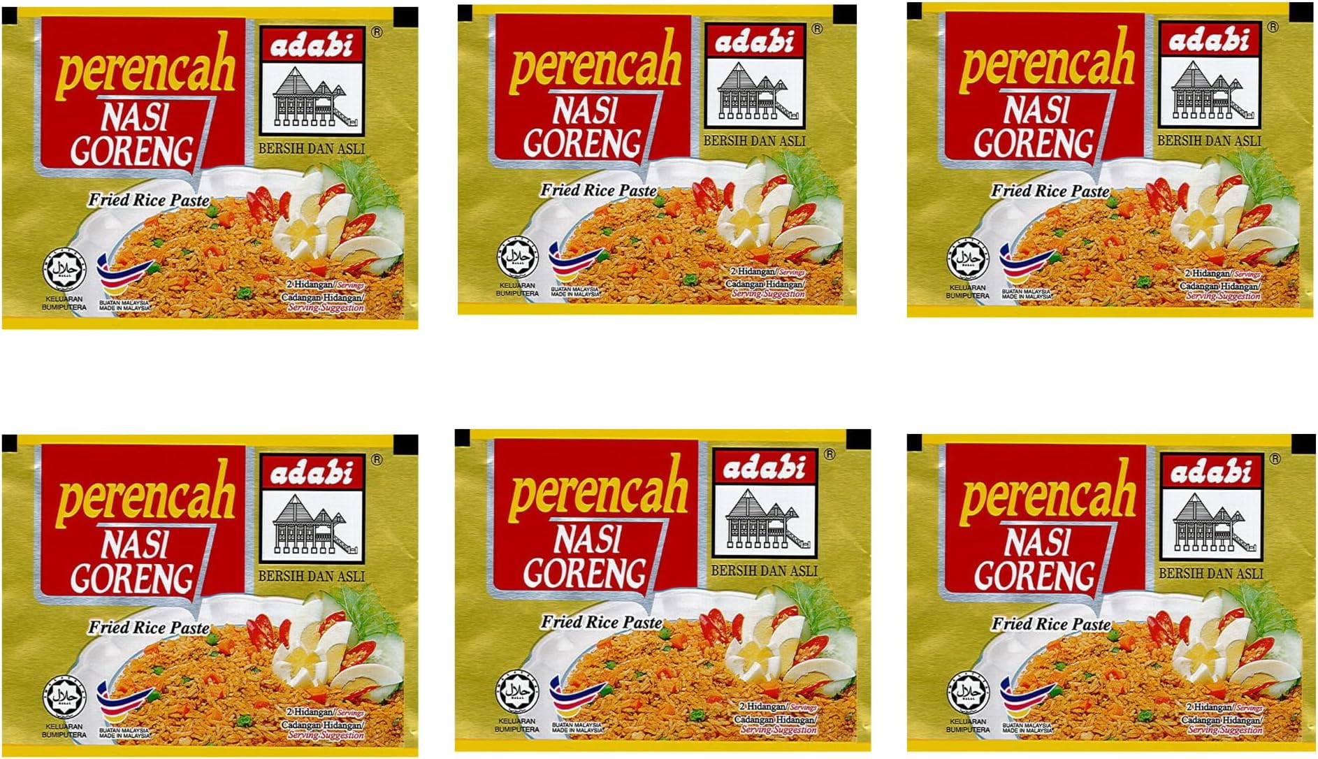 Adabi Nasi Goreng Fried Rice Paste, 30g - Pack of 6
