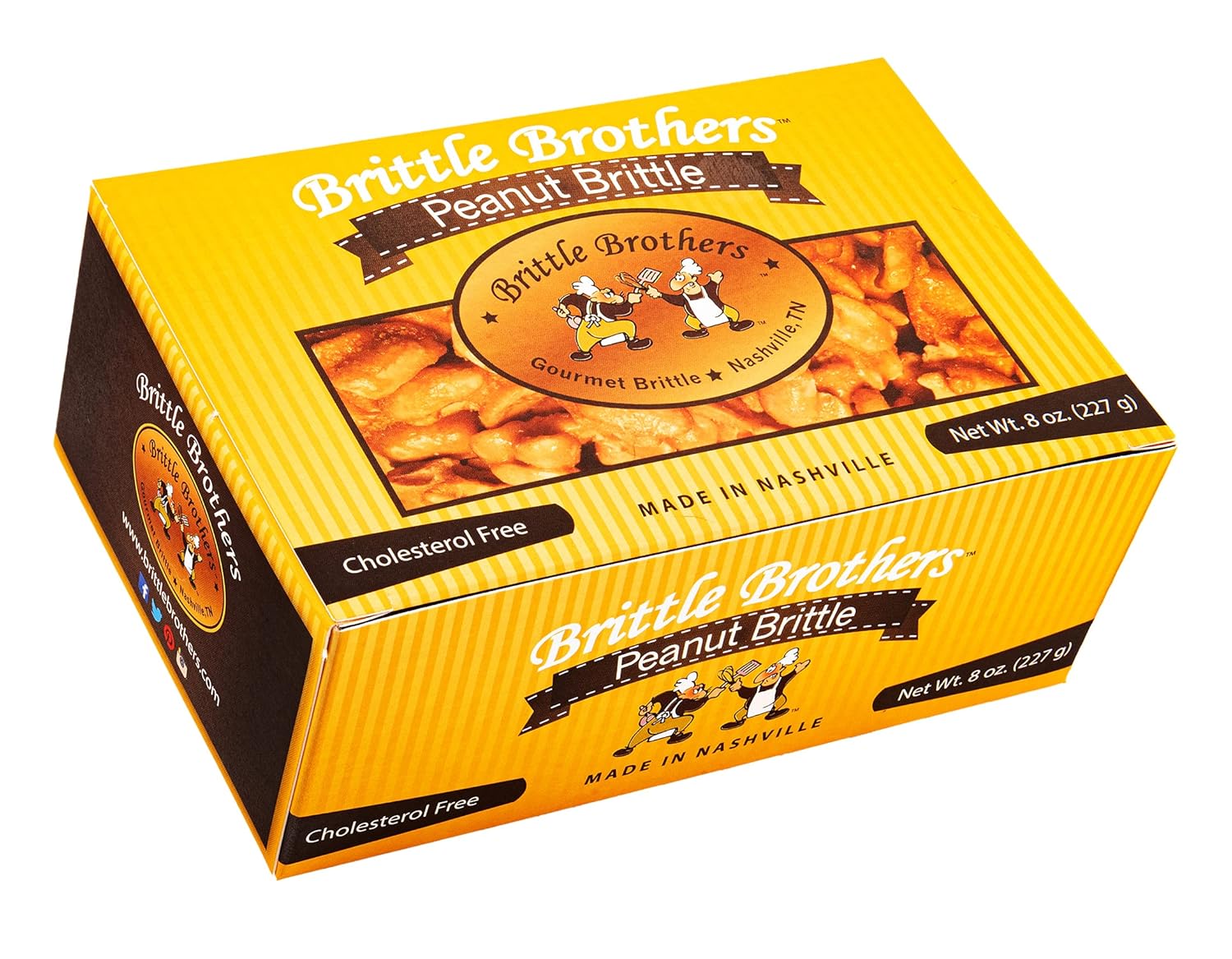 Brittle Brothers Peanut Brittle - 8 oz Box - Voted #1 America - 4 x's more Nuts! - Cashew Pecan Bacon Corporate Gift Candy Snack Birthday Sampler Christmas Mother Father Graduation Office Mix Valentines Day Party