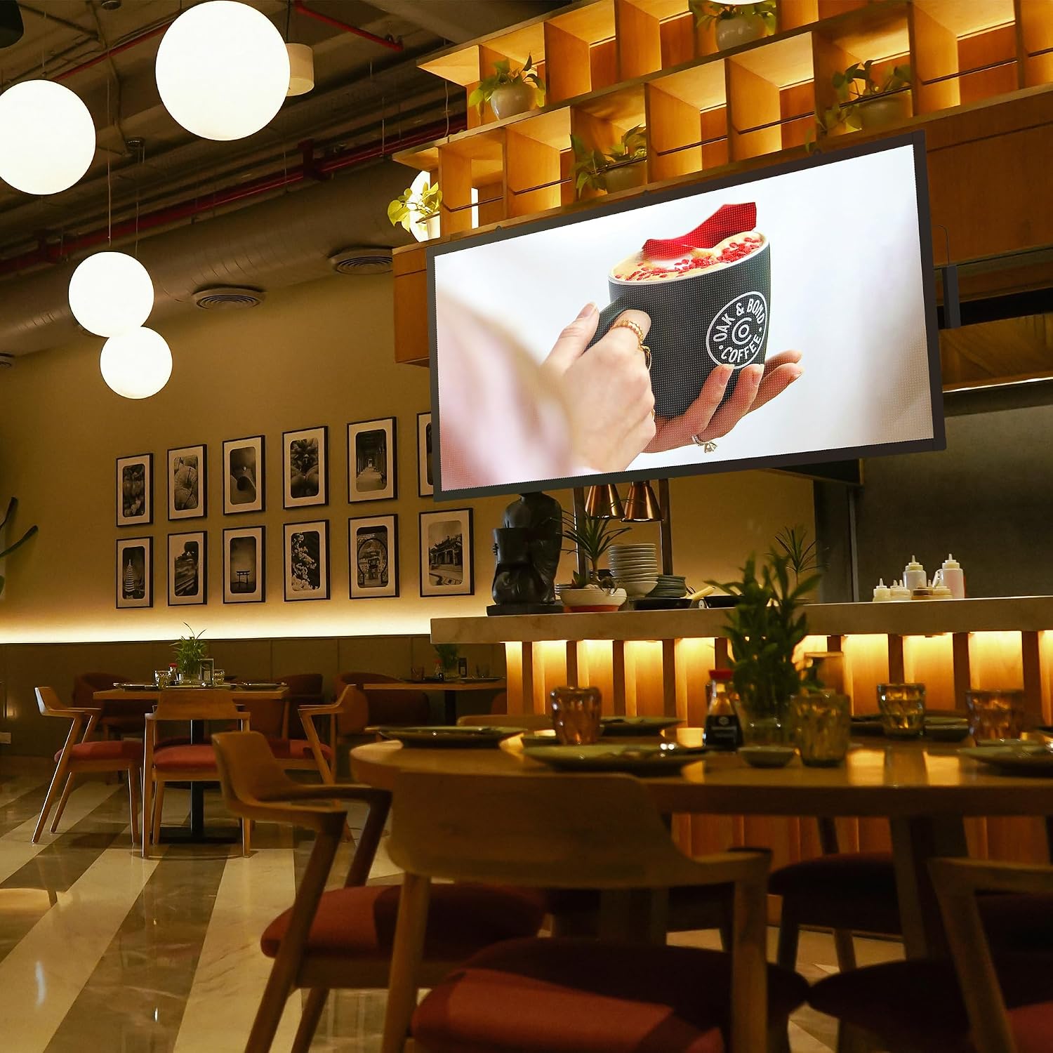 P2.5 Digital Signage Display (40x20") – High-Resolution Programmable LED Sign – Customizable WiFi & USB Programmable Content – Ideal for Storefronts, Menus, and Business Promotions