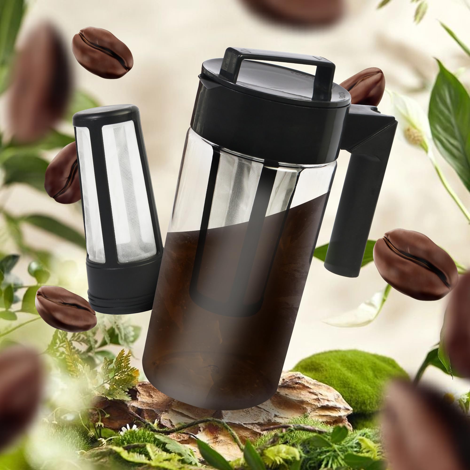 Cold Brew Coffee Maker zaparzacz do kawy 1 litr bez BPA – zaparzacz do kawy z tritanu + gratis filtr wymienny – prezent dla miłośników kawy + 1 sadzonone drzewo
