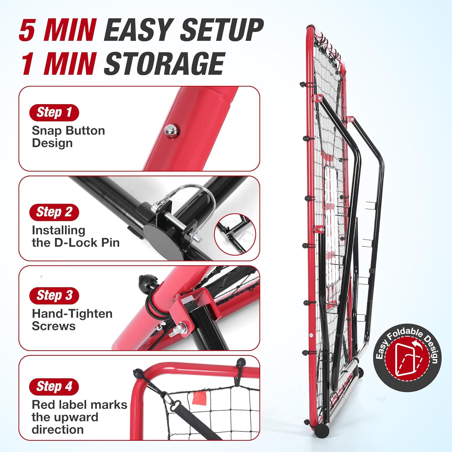 WARMOUNTS 4.5x4FT Baseball Rebound Net with 4 Adjustable Angles & Target Zones w/Sandbags for Solo/Team Training