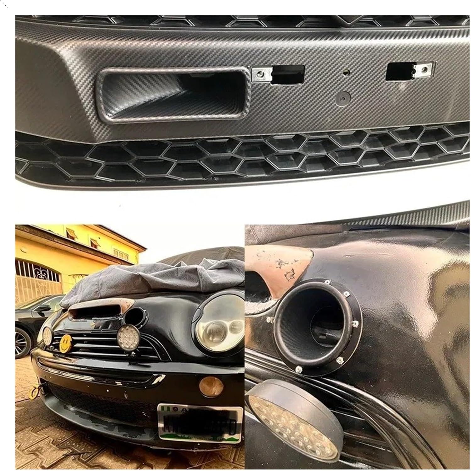 Cold Air Car Front Bumper Admission Air Pipe Kit Abs Turbine Inlet Kit Pipe Funnel