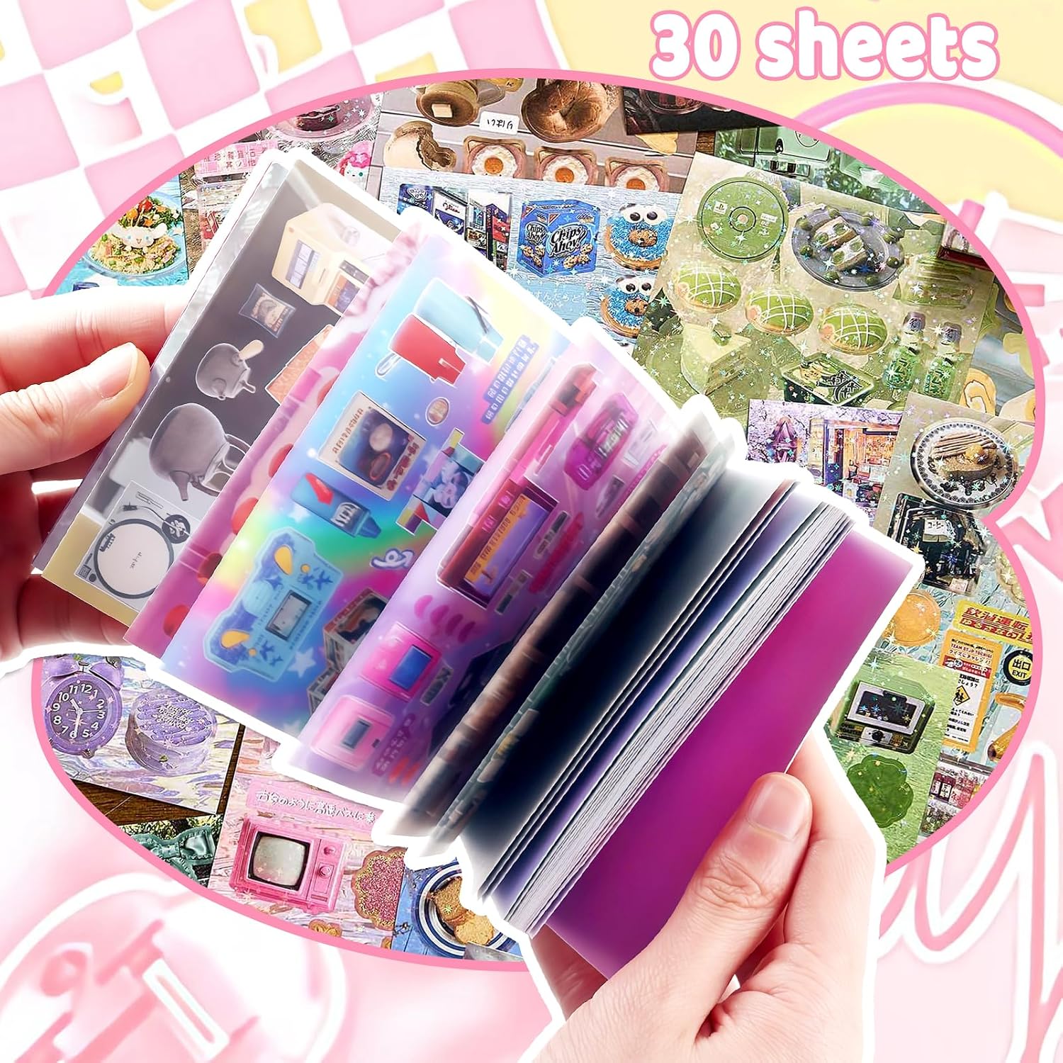 Tmtains 30 Sheets Japanese Sticker Book for Scrapbook 800+Pcs Heisei Retro Korean Sticker for Journaling Vintage Aesthetic Japanese Stickers Book for Adults DIY Scrapbooking Supplies (Showa Museum) image 4