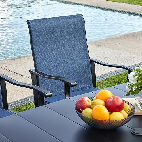 Miniatura 3 de VICLLAX Juego de 2 sillas de comedor giratorias para patio, sillas de comedor giratorias para exteriores con respaldo y asiento transpirables de