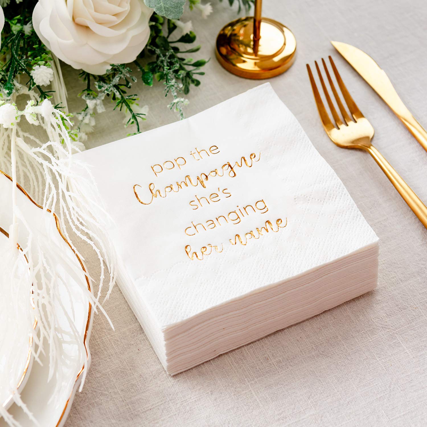 Gold Foil Cocktail Napkins - Bachelorette Party Decor -6