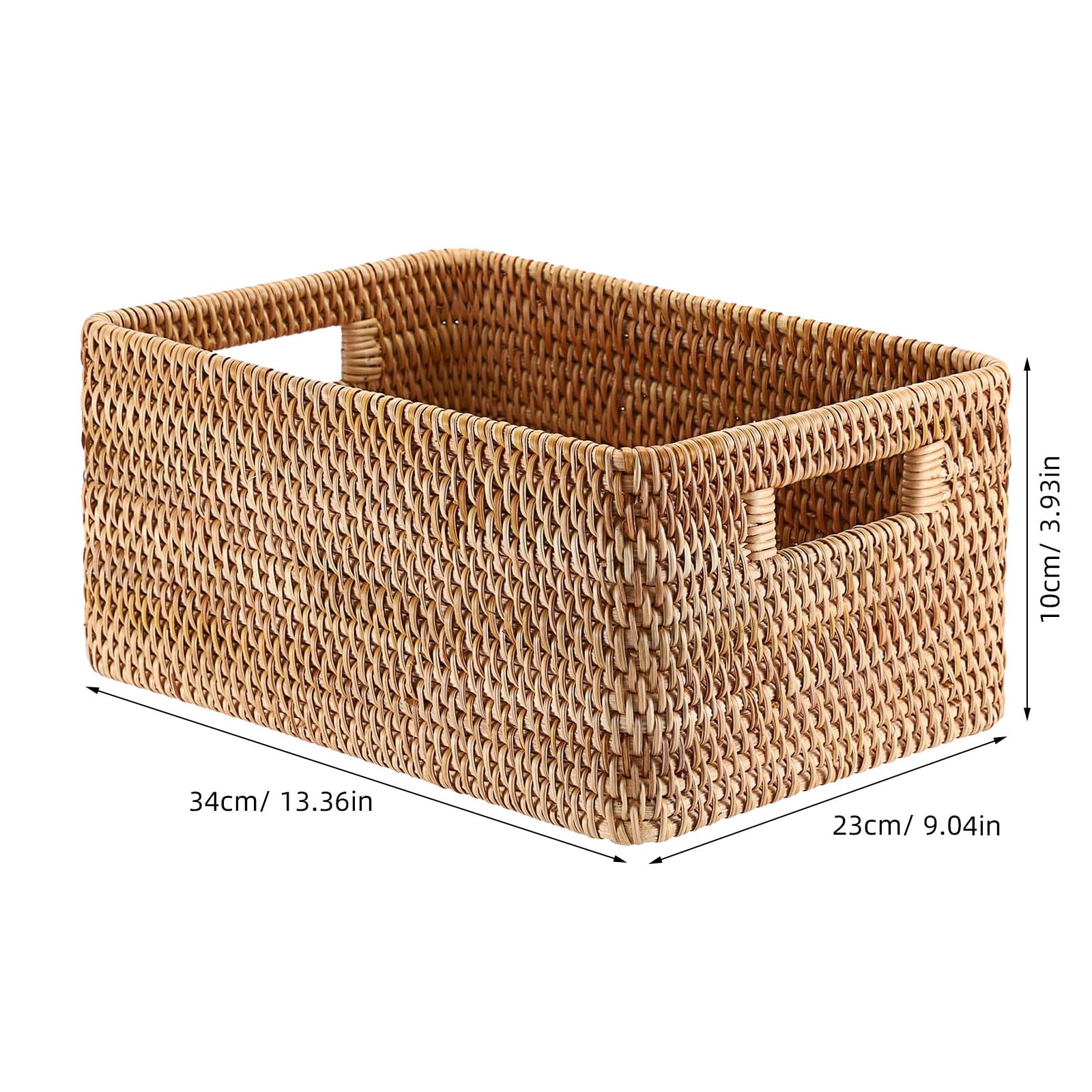 Toddmomy Caja de almacenamiento de ratán tejido para cocina y despensa, baúl grande de mimbre con asas integradas, ideal para artículos diversos, baño y artículos esenciales del hogar. Medidas: