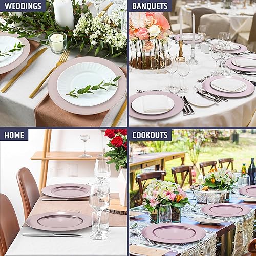 Miniatura 5 de Platos de carga  Platos decorativos redondos y cargadores de mesa reutilizables  Cargadores elegantes para platos llanos  Cargador y platos de