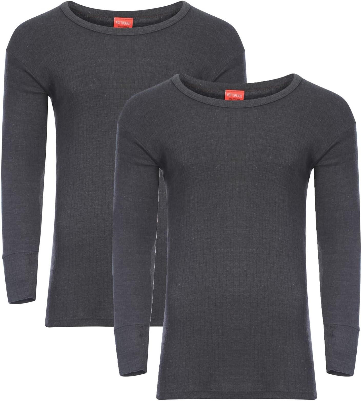 Heatwave® Pack of 2 Men's Thermal Long Sleeve Top, Warm Underwear Baselayer, S M L XL XXL Thermals