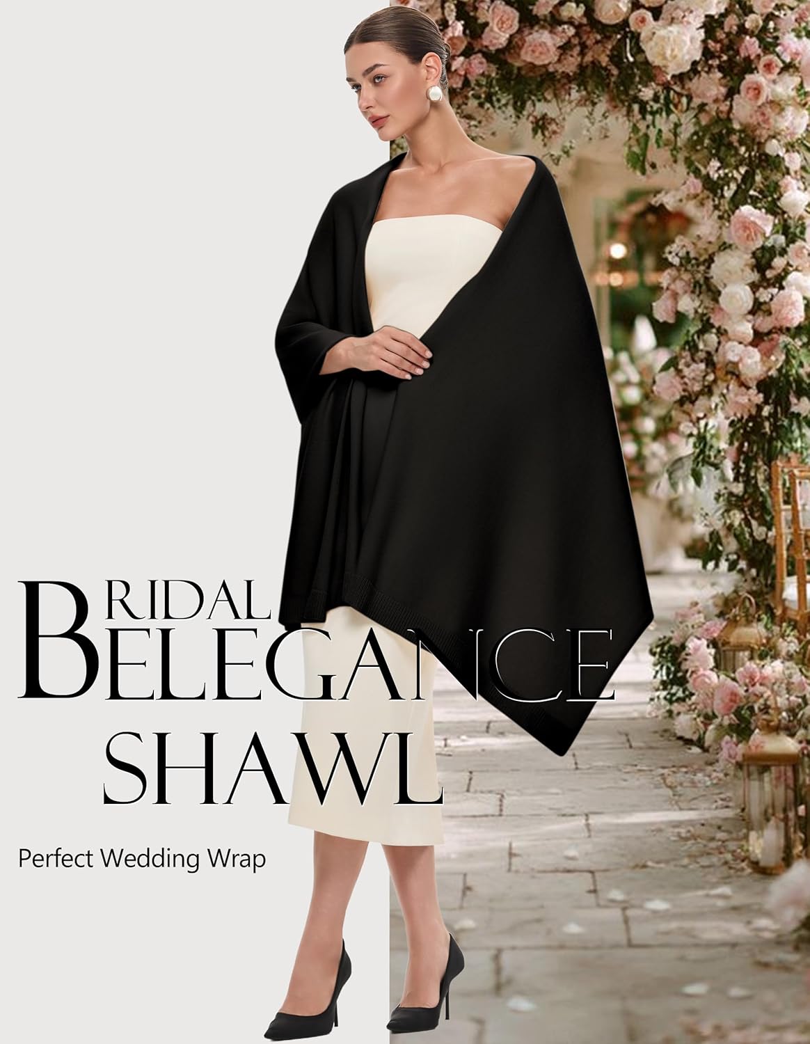 PULI Women's Pashmina Shawl Wraps for Evening Dress Large Scarf Blanket Long Wedding Bridal Winter Warm Shoulder Wrap - Image 2