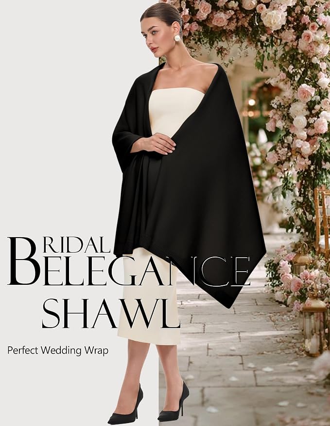 PULI Women's Pashmina Shawl Wraps for Evening Dress Large Scarf Blanket Long Wedding Bridal Winter Warm Shoulder Wrap miniatura 2