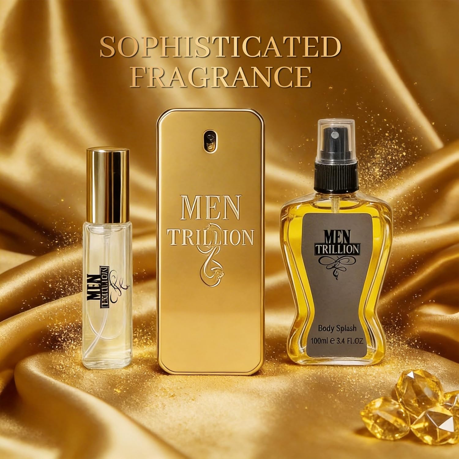 A CENTER Men Trillion 5pcs Luxury Cologne Perfume Gift Set Eau de Parfum Spray3.4&0.5FL OZ with Shower Gel &After Shave Balm(150ml Each&Boody Mist 100ml- Premium Fragrance Collection Daily Use