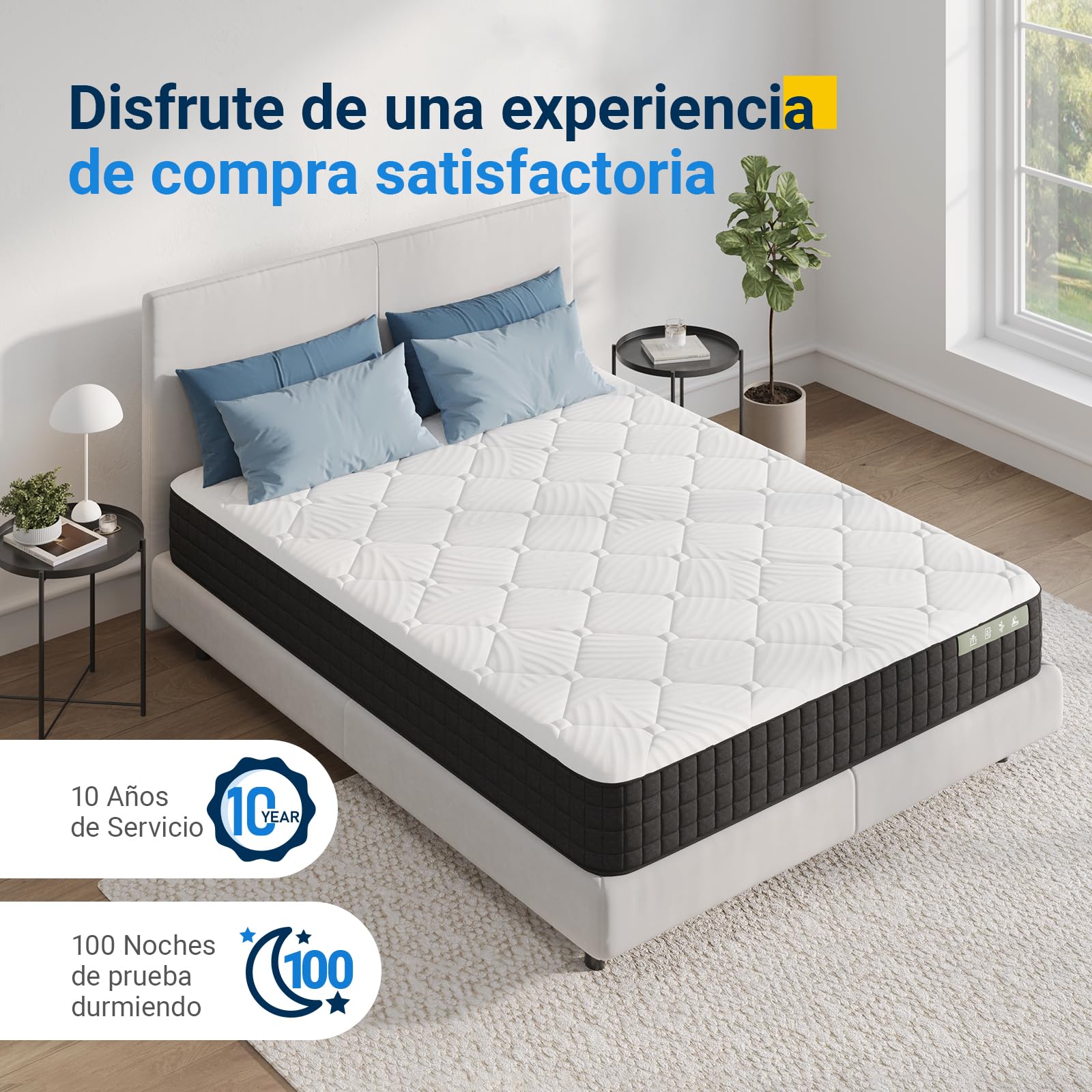 Avenco Colchones 90x190, Colchón de Espuma de 7 Zonas, Reversible Verano/Invierno, Funda de Colchón Extraíble y Lavable, Transpirable, Altura 20 cm